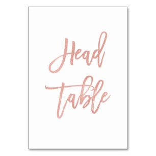 Modern Fairytale Script Rose Gold Wedding Head Table Number