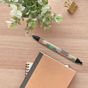 Modern Fall Autumn Colours Watercolor Monogram  Black Ink Pen