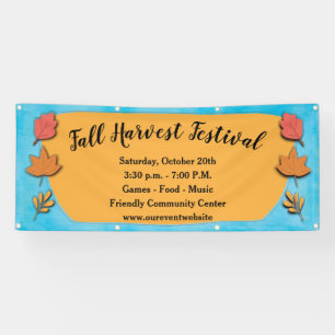 Modern Fall Autumn Leaf Harvest Banner