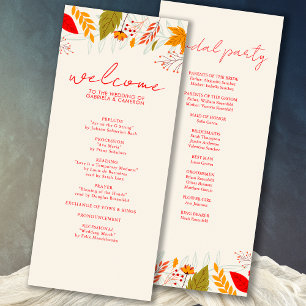 Modern Fall Bright Floral Simple Ivory Wedding Program