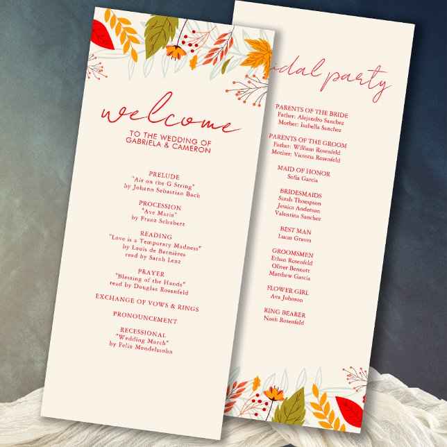 Modern Fall Bright Floral Simple Ivory Wedding Program (Creator Uploaded)