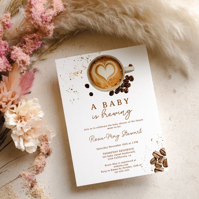 Modern Fall Coffee Baby is Brewing Baby Shower Invitation (Modern Fall Coffee Baby is Brewing Baby Shower Invitation)
