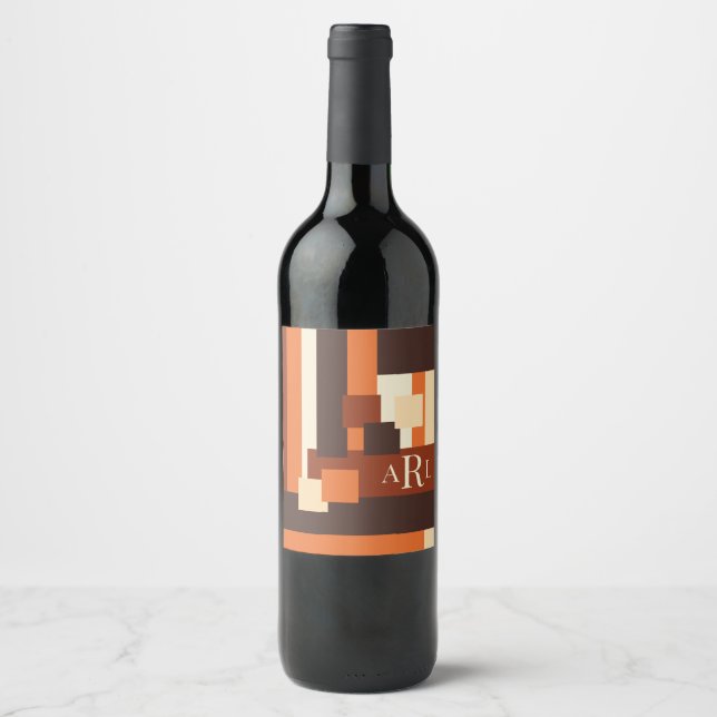 Modern Fall Colour Block Personalized Wine Label (Front)