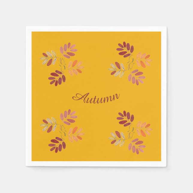 Modern Fall Colours Autumn Leaves Paper Dinner Nap Napkin (Front)
