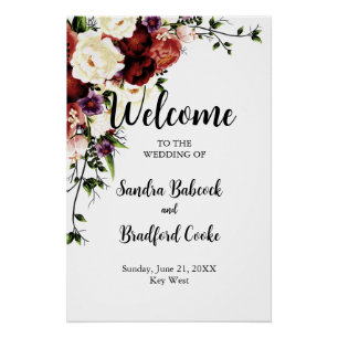 Modern Fall Floral Wedding Welcome sign