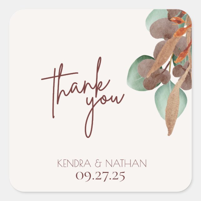 Modern Fall Foliage Autumn Wedding Sticker (Front)