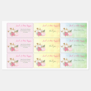 Modern Fall Gold White Greenery Pumpkin Floral