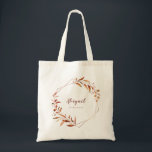 Modern Fall Greenery Geometric Bridesmaid Tote Bag<br><div class="desc">Rustic watercolor fall botanical foliage greenery design and faux copper foil leaves and geometric frame,  with personalized bridesmaid name,  simple and elegant,  great for fall rustic wedding,  winter botanical garden wedding. 
See all the matching pieces in collection</div>