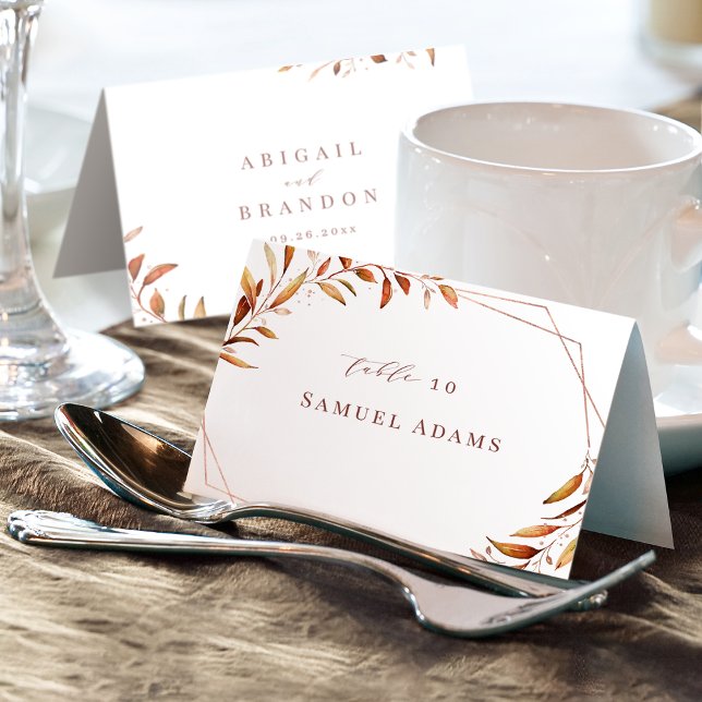 Modern Fall Greenery Geometric Foldable Place Card (Modern Fall Greenery Geometric Foldable Place Card)
