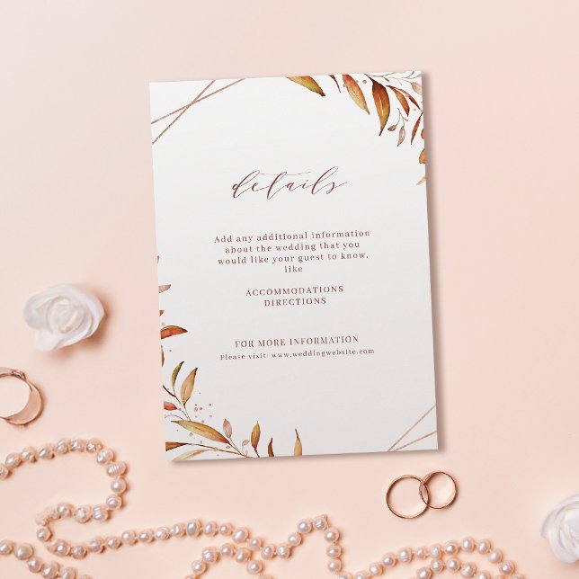 Modern Fall Greenery Geometric Rustic Wedding Enclosure Card (Modern Fall Greenery Geometric Rustic Wedding Enclosure Card)