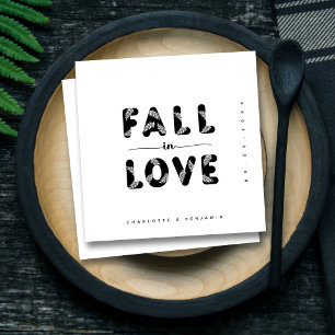Modern Fall in Love   Black & White Wedding Napkin