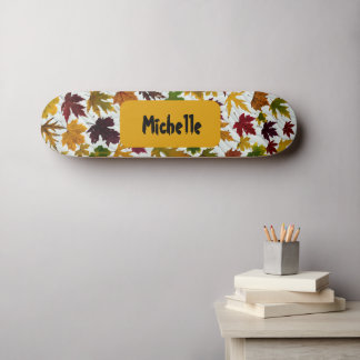 Modern Fall Leave Personalized Name Skateboard