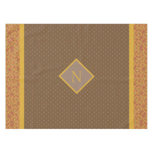 Modern Fall Leaves Monogram Polka Dot Tablecloth