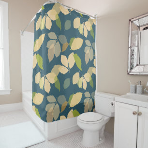 Modern Fall Leaves with Teal Background