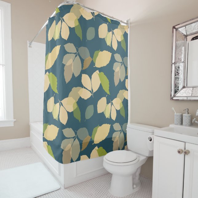 Modern Fall Leaves with Teal Background (In Situ)