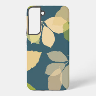 Modern Fall Leaves with Teal Background Samsung Galaxy Case