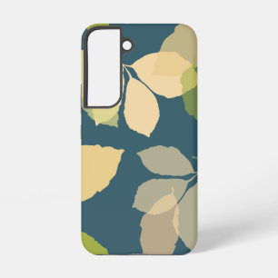 Modern Fall Leaves with Teal Background Samsung Galaxy Case
