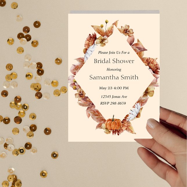 Modern Fall Orange BOHO Bridal Shower  Invitation (Creator Uploaded)