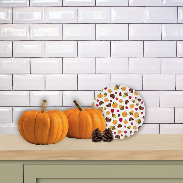 Modern Fall Pumpkin Berries Acorns Cutting Board (Creator Uploaded)