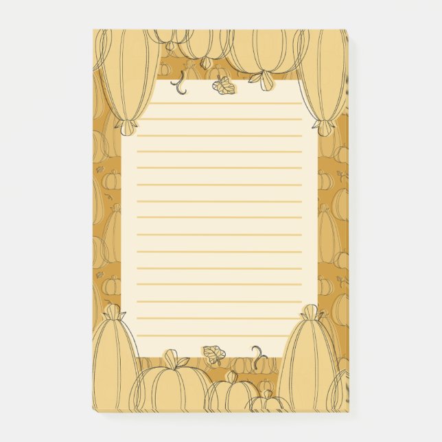 Modern Fall Pumpkin Pattern in Orange Post-it Notes (Front)