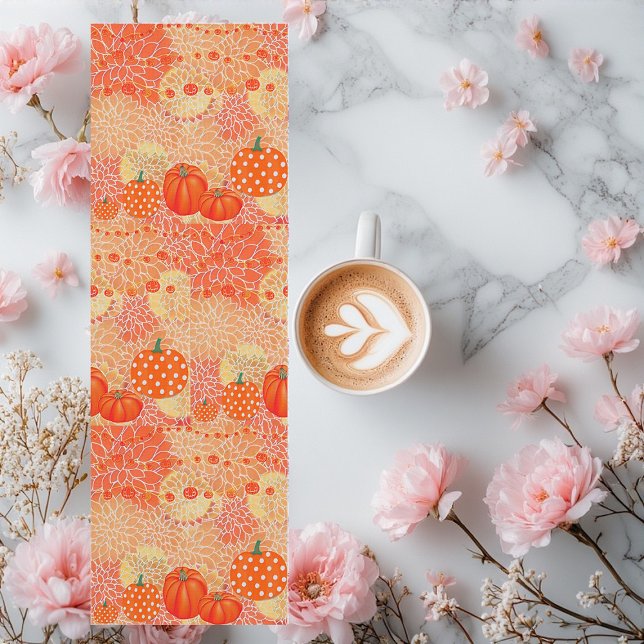 Modern Fall Pumpkins Orange Floral.Meditation  Yoga Mat (Modern Fall Pumpkins Orange Floral Meditation Yoga Mat)