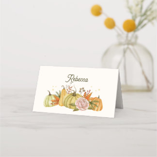 Modern Fall Pumpkins Thanksgiving Place Card