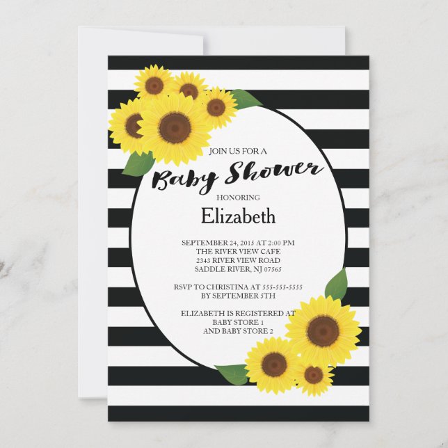 Modern Fall Sunflower Baby Shower Invitations (Front)