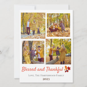 Modern Fall Thanksgiving Family photo Collage Holiday Card