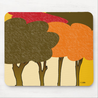 Modern fall trees mouse pad