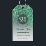 Modern Falling Green Glitter 21st Birthday Gift Tags<br><div class="desc">Elegant Falling Green Glitter with a unique green number 21 framed with modern circular dots and lines.</div>