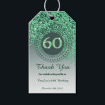 Modern Falling Green Glitter 60th Birthday Gift Tags<br><div class="desc">Elegant Falling Green Glitter with a unique green number 60 framed with modern circular dots and lines.</div>