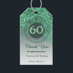 Modern Falling Green Glitter 60th Birthday Gift Tags<br><div class="desc">Elegant Falling Green Glitter with a unique green number 60 framed with modern circular dots and lines.</div>