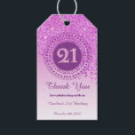 Modern Falling Pink Glitter 21st Birthday Gift Tags<br><div class="desc">Falling Pink Glitter with a unique pink number 21 framed with modern circular dots and lines.</div>