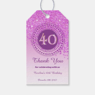 Modern Falling Pink Glitter 40th Birthday Gift Tags
