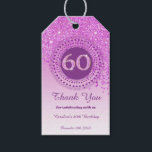 Modern Falling Pink Glitter 60th Birthday Gift Tags<br><div class="desc">Falling Pink Glitter with a unique pink number 60 framed with modern circular dots and lines.</div>