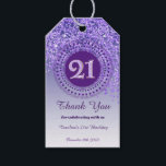 Modern Falling Purple Glitter 21st Birthday Gift Tags<br><div class="desc">Elegant Falling Purple Glitter with a unique purple number 21 framed with modern circular dots and lines.</div>