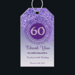Modern Falling Purple Glitter 60th Birthday Gift Tags<br><div class="desc">Elegant Falling Purple Glitter with a unique purple number 60 framed with modern circular dots and lines.</div>