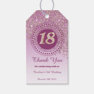 Modern Falling Rose Gold Glitter 18th Birthday Gift Tags