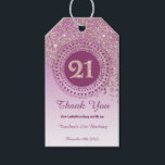 Modern Falling Rose Gold Glitter 21st Birthday Gift Tags<br><div class="desc">Elegant Falling Rose Gold Glitter with a unique Rose Gold number 21 framed with modern circular dots and lines.</div>