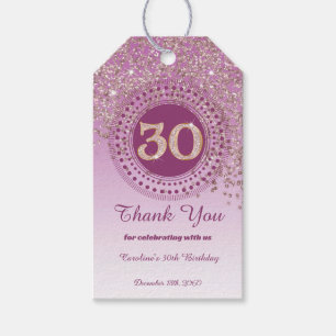 Modern Falling Rose Gold Glitter 30th Birthday Gift Tags