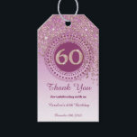 Modern Falling Rose Gold Glitter 60th Birthday Gift Tags<br><div class="desc">Elegant Falling Rose Gold Glitter with a unique Rose Gold number 60 framed with modern circular dots and lines.</div>