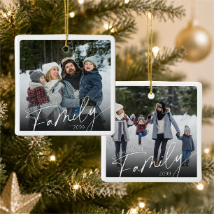 Modern Family 2 Photos Script Overlay Ceramic Ornament