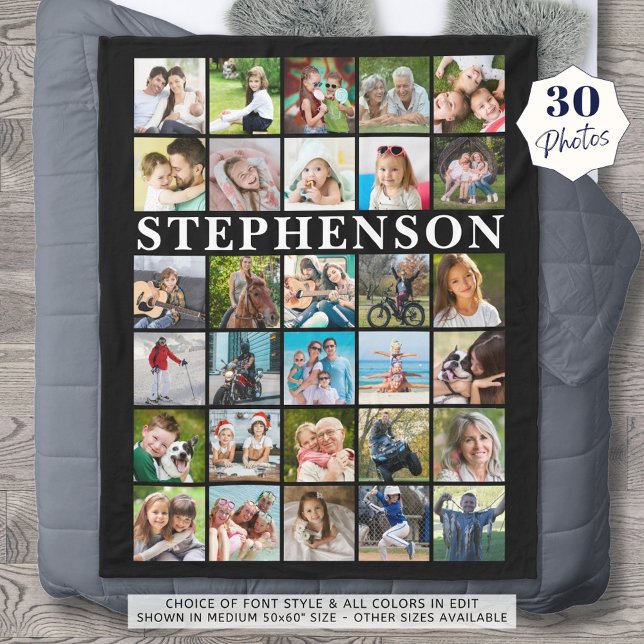 Modern Family 30 Photo Collage Black Fleece Blanket (Creator Uploaded)