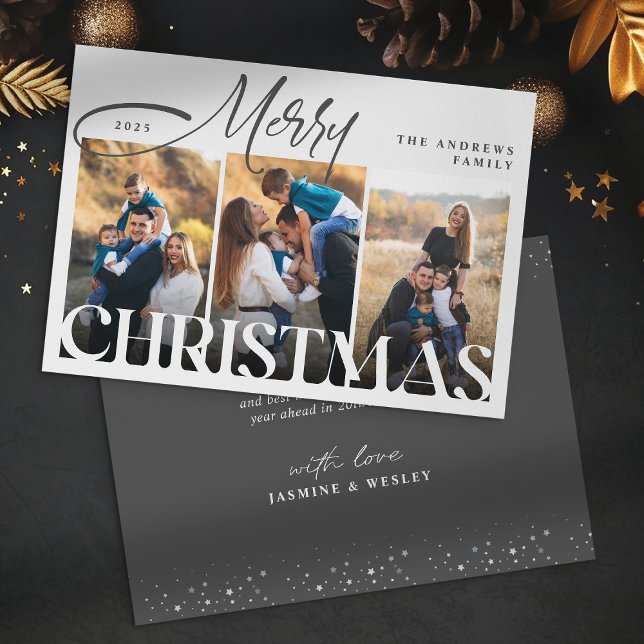 Modern Family 3 Photo Collage Christmas Holiday Card (Creator Uploaded)