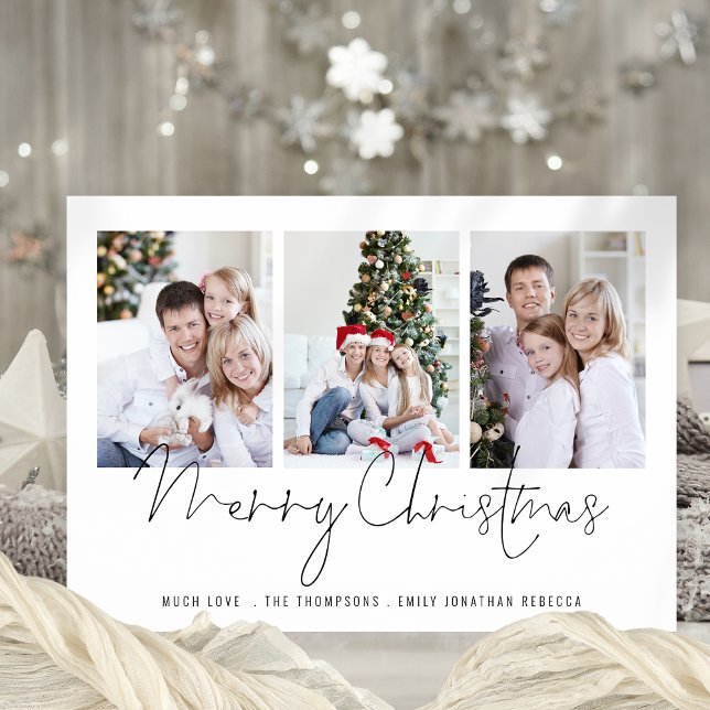 Modern Family 3 Photos Script Merry Christmas Card (Available digitally and printed)