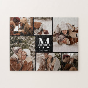Modern Family 6 Photo Collage Black Keepsake Jigsaw Puzzle