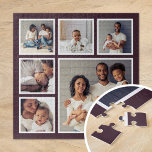 Modern Family 6 Square Photo Collage Jigsaw Puzzle<br><div class="desc">Add six of your favourite family photos to create a beautiful unique photo collage puzzle with one larger focal image and 5 smaller squares around it. Use the design tools to upload more photos, add text and customize the fonts and colours to create your own one of a kind family...</div>