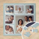 Modern Family 6 Square Photo Collage Jigsaw Puzzle<br><div class="desc">Add six of your favourite family photos to create a beautiful unique photo collage puzzle with one larger focal image and 5 smaller squares around it. Use the design tools to upload more photos, add text and customize the fonts and colours to create your own one of a kind family...</div>