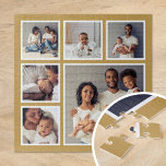 Modern Family 6 Square Photo Collage Jigsaw Puzzle<br><div class="desc">Add six of your favourite family photos to create a beautiful unique photo collage puzzle with one larger focal image and 5 smaller squares around it. Use the design tools to upload more photos, add text and customize the fonts and colours to create your own one of a kind family...</div>