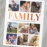 Modern Family 9 Photo Collage Fleece Blanket<br><div class="desc">Editable family fleecy blanket featuring a modern white background that can be changed to any colour,  9 square photos,  the word "FAMILY" in a trendy orange gradient font,  plus yours,  your partners,  and childrens names.</div>